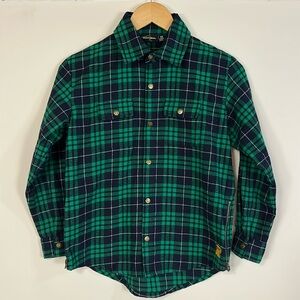 Rock Your Kid Green Blue Plaid Button Down Shirt flannel Nirvana Boys Kids sz 10